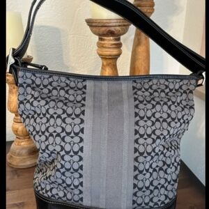 Coach Black and Gray Patterned Shoulder Bag